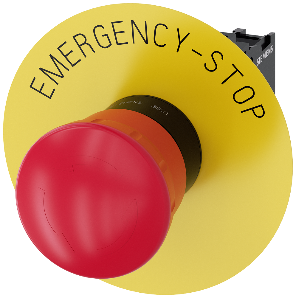 [Imagem BOTÃO DE PRESSÃO TIPO COGUMELO PARA PARADA DE EMERGÊNCIA 22 MM REDONDO PLÁSTICO VERMELHO 40MM 3SU11001HB201PG0 SIEMENS]