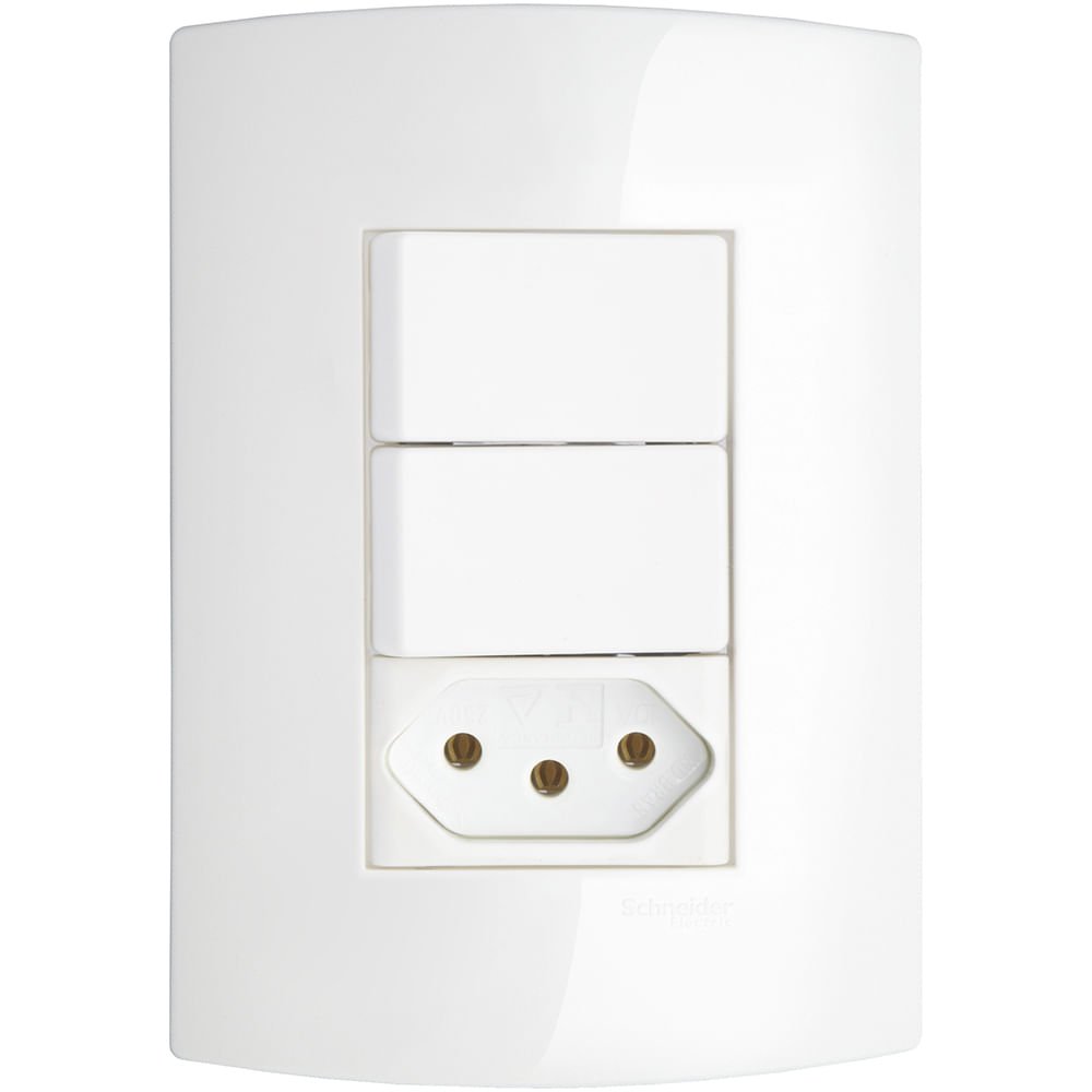 CONJUNTO INTERRUPTOR SIMPLES + INTERRUPTOR PARALELO + TOMADA 2P+T 10A 250V PL/BR PRM2451247 SCHNEIDER