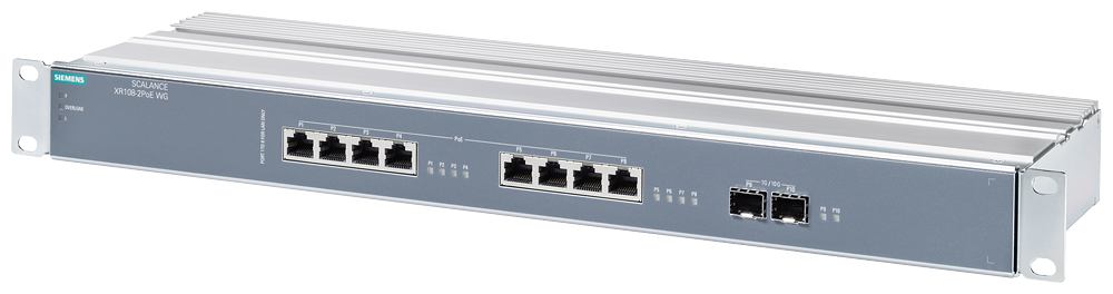 [Imagem SCALANCE XR108-2POE WG, SWITCH NÃO GER., RACK 19; 8 X 1GE POE, 2 X SFP 10GE 6GK51082QS003AR3 SIEMENS]