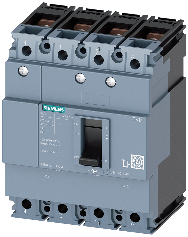 [Imagem DISJUNTOR 3VM1 IEC FRAME 160 CLASSE DA CAPACIDADE DE COMUTAÇÃO M ICU=55KA @ 4 3VM11635ED420AA0 SIEMENS]