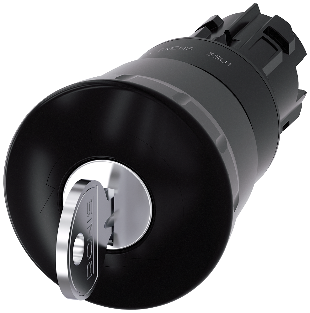 BOTÃO COGUMELO 22 MM REDONDO PLÁSTICO PRETO 40 MM COM TRAVA RONIS Nº C 3SU10001HG100AA0-ZX90 SIEMENS