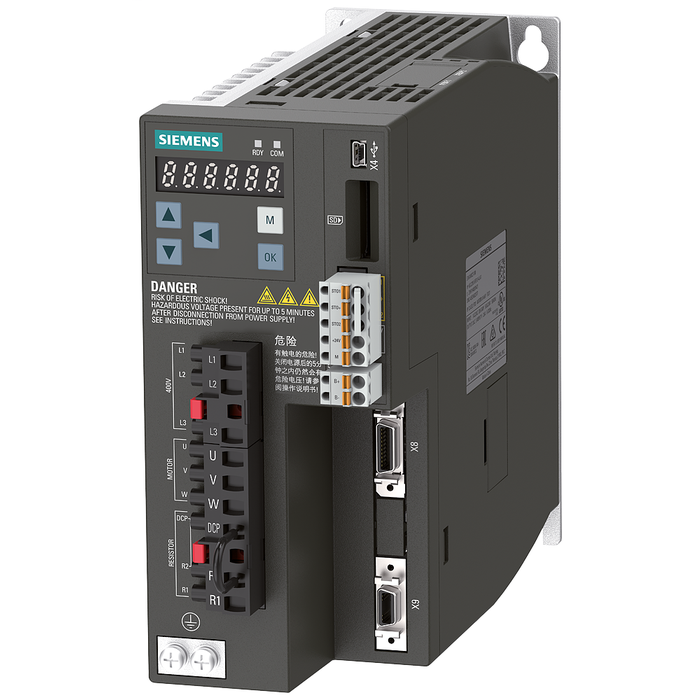 [Imagem SERVO DRIVE TRIFÁSICO 1KW 3A 380/480V 45/66HZ IP20 SINAMICS V90 6SL32105FE110UF0 SIEMENS]