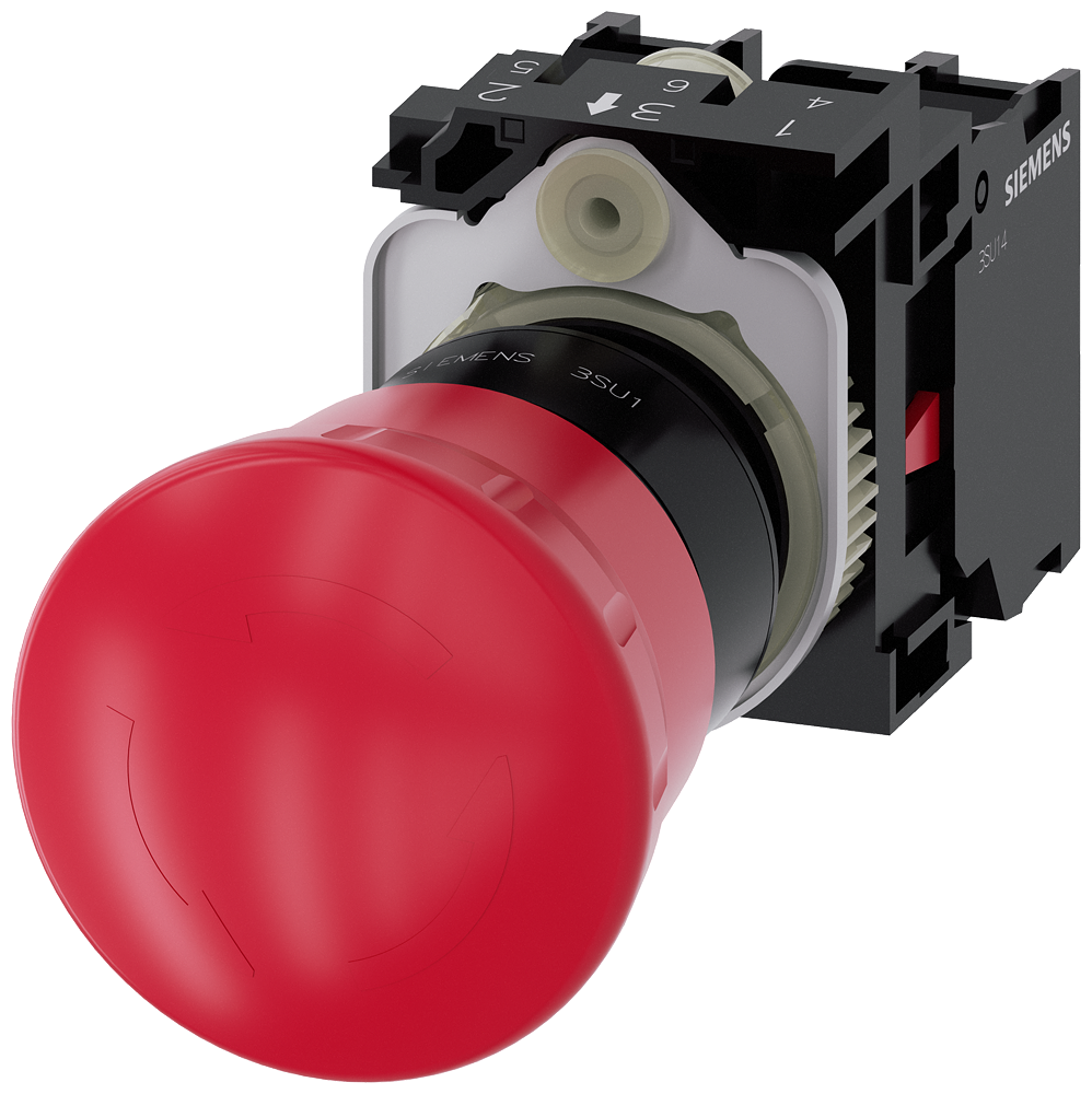 [Imagem do produto BOTÃO COGUMELO DE PARADA DE EMERGÊNCIA 22MM REDONDO PLÁSTICO VERMELHO 1N 3SU11001HB201PA0 SIEMENS]