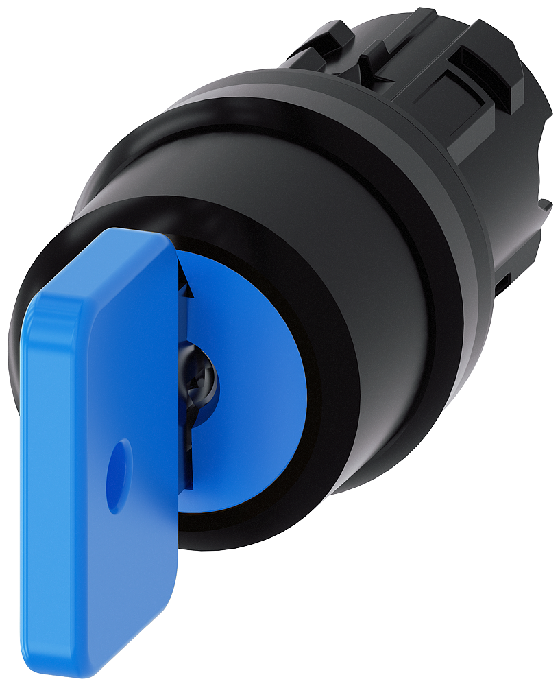 [Imagem do produto INTERRUPTOR DE CHAVE O.M.R, 22MM, REDONDO, PLÁSTICO, AZUL, RETIRADA DA CHAVE O 3SU10004GL010AA0 SIEMENS]