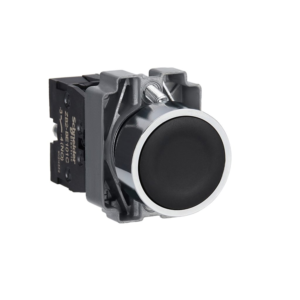 [Imagem do produto EASY HARMONY XB2 PUSH BUTTON METAL FLUSH BLACK Ø22 SPRING RETURN UNMARKED 1 NO XB2BA21C SCHNEIDER]