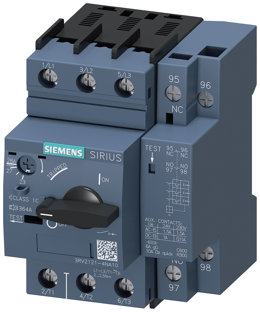 CHAVE DE POTÊNCIA S0 PROTEÇÃO DO MOTOR CLASS 10 DISJUNTOR A 23-28A DISJU 3RV21214NA10 SIEMENS