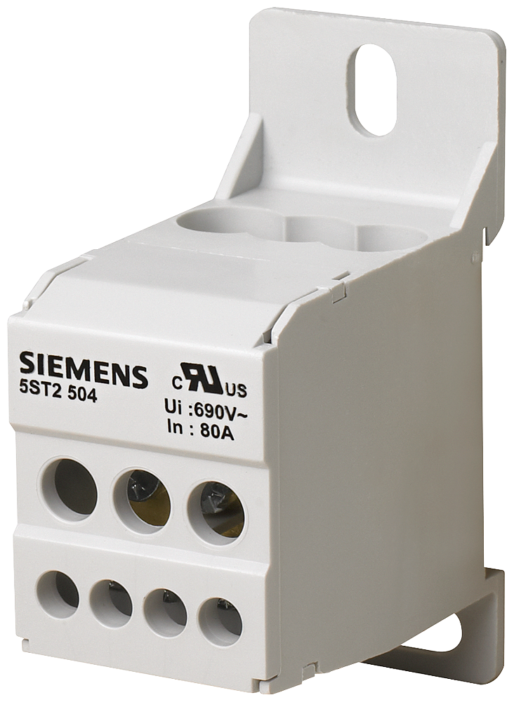 [Imagem BLOCO DISTRIBUIDOR MONOPOLAR 80A 690V ENTRADA 1X16MM² SAÍDA 8X10MM² PAR 5ST2504 SIEMENS]
