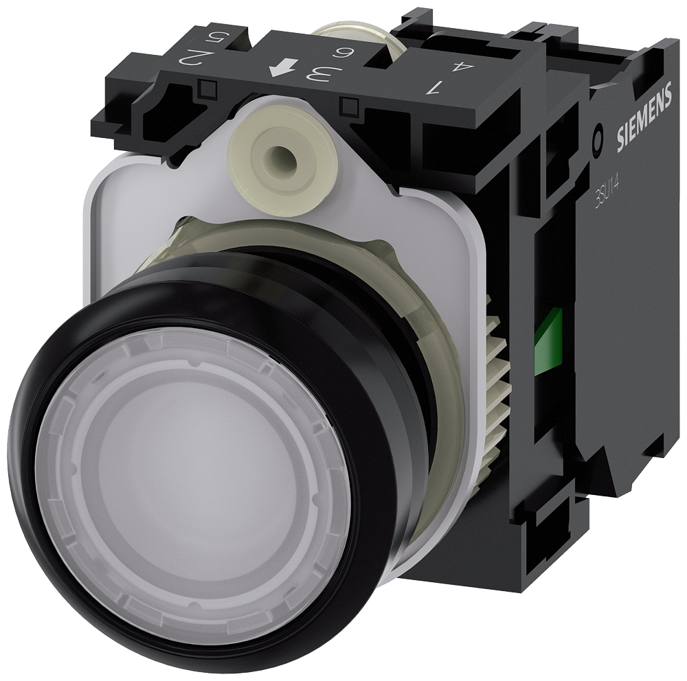 BOTÃO ILUMINADO 22 MM REDONDO PLÁSTICO BRANCO BOTÃO DE PRESSÃO PLANO T 3SU11020AB601BA0-ZY15 SIEMENS