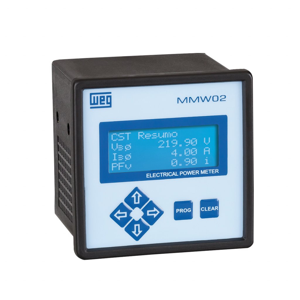 [Imagem MULTIMEDIDOR ANALOG/DIGITAL 85/265VCA 100/300VCC 50/60HZ IP40 MMW02 12472815 WEG]