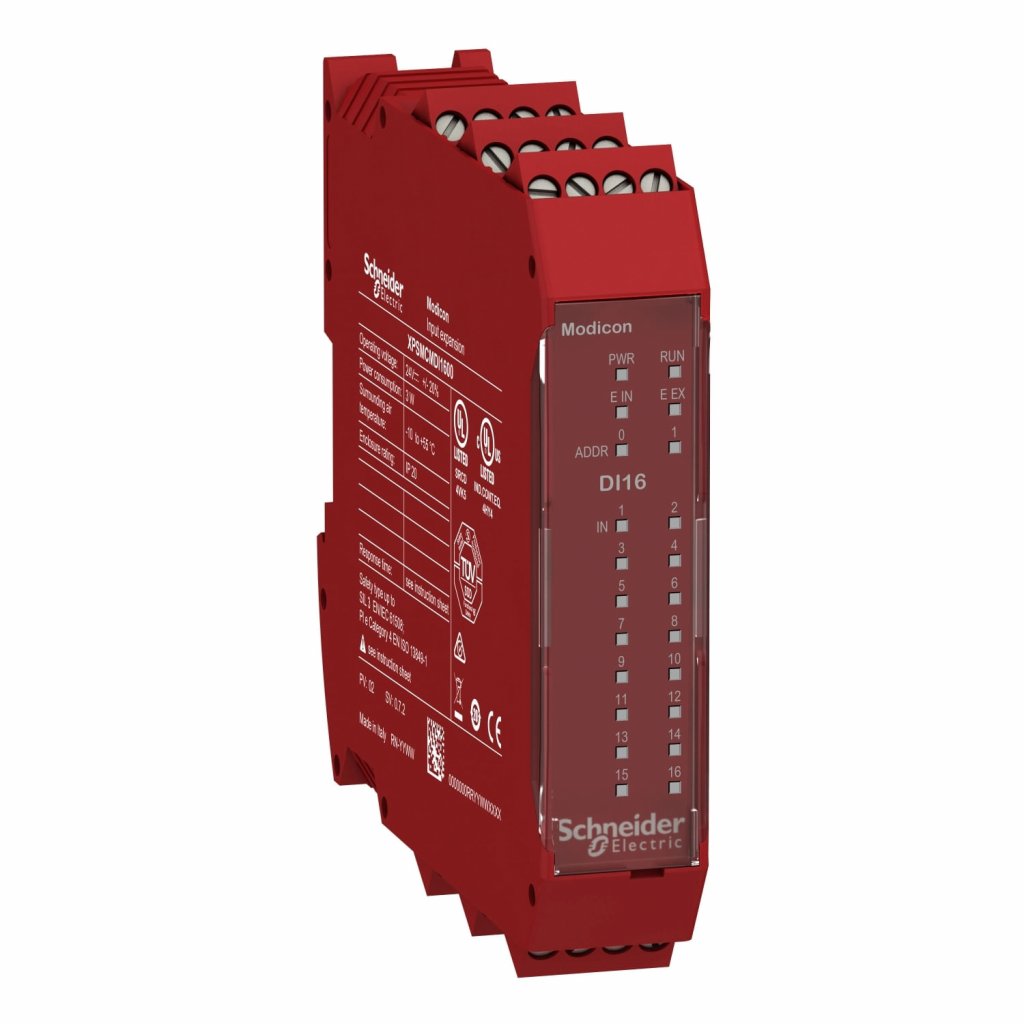 [Imagem MÓDULO DE EXPANSÃO CONTROLADOR DE SEGURANÇA 16 ENTRADAS DIGITAIS PL E / SILCL 3 CONECTOR PARAFUSO 24 VCC XPSMCMDI1600 SCHNEIDER]