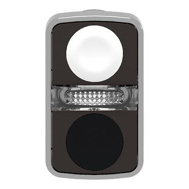 [Imagem CABEÇOTE PARA BOTÃO DUPLO LUMINOSO Ø22MM METÁLICO RETORNO POR MOLA BRANCO E PRETO FACEADOS SINALIZADOR CENTRAL BRANCO ZB4BW7A1720 SCHNEIDER]