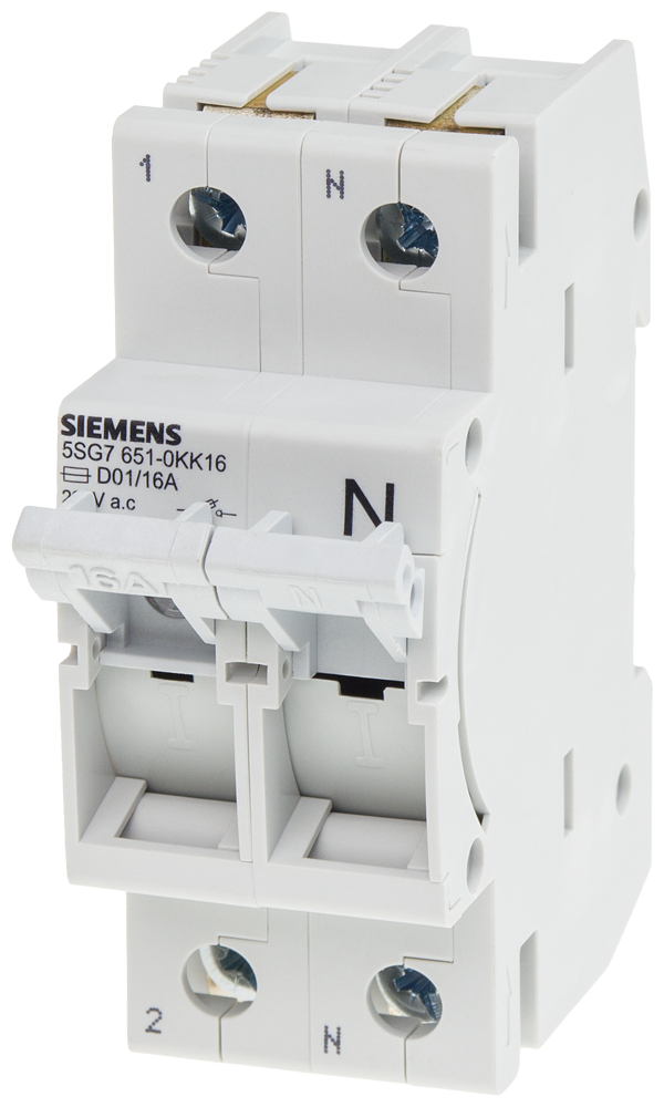 MINIZED INTERRUPTOR SECCIONADOR DE FUSÍVEIS D01 2 POLOS 1P+N IN: 16 A U 5SG76510KK16 SIEMENS