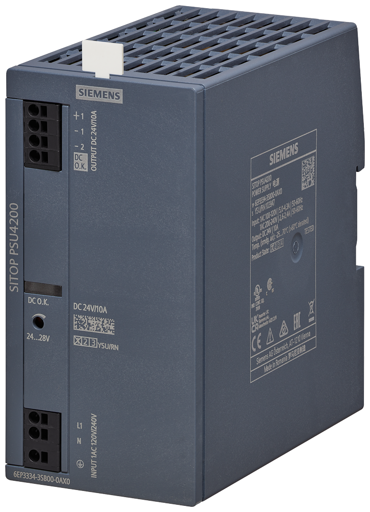 [Imagem ALIMENTAÇÃO DE CORRENTE SITOP PSU4200, TRIFÁSICA 24 V CC/10 A 6EP34343SB000AX0 SIEMENS]