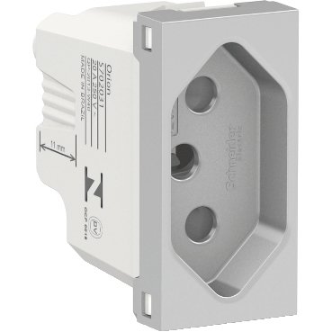 [Imagem MÓDULO TOMADA 2P+T 20A ALUMÍNIO ORION S70203174 SCHNEIDER]