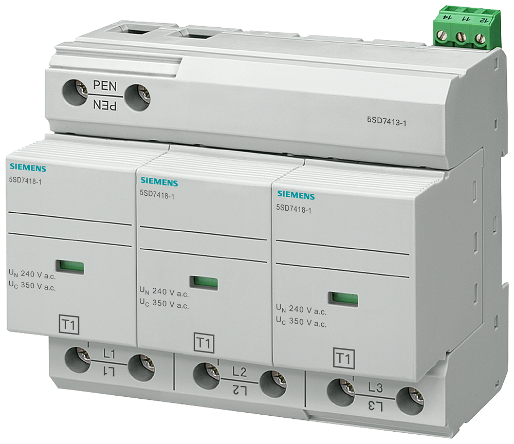 [Imagem PARA-RAIOS TIPO 1 CLASSE DE REQUISITO B, UC 350V MÓDULOS DE PROTEÇÃO ENCAIXÁVEIS 5SD74131 SIEMENS]