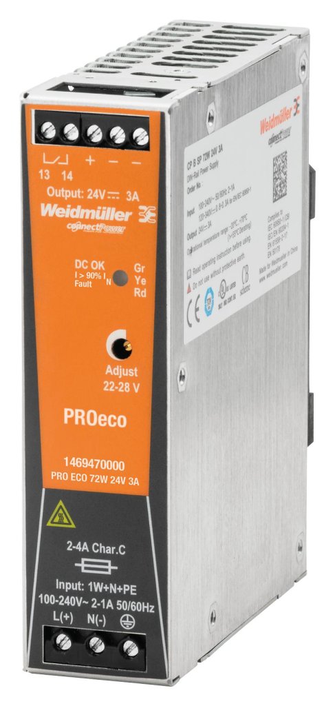 [Imagem do produto FONTE ALIMENTACAO CHAVEADA PRO-ECO 72W 24V 3A 1469470000 WEIDMULLER]