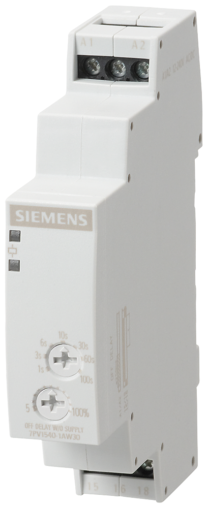 RELÉ DE TEMPO ELETRÔNICO ATRASO NO CORTE 1W 7 FAIXAS TEMPORAIS 0,05S-100S 7PV15401AW30 SIEMENS