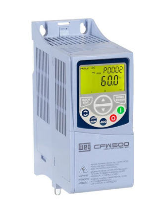 [Imagem INVERSOR DE FREQUÊNCIA TRIFÁSICO 2.25KW 6,1A 380/480V 50/60HZ CFW500A06P1T4NB20H00G2 WEG]
