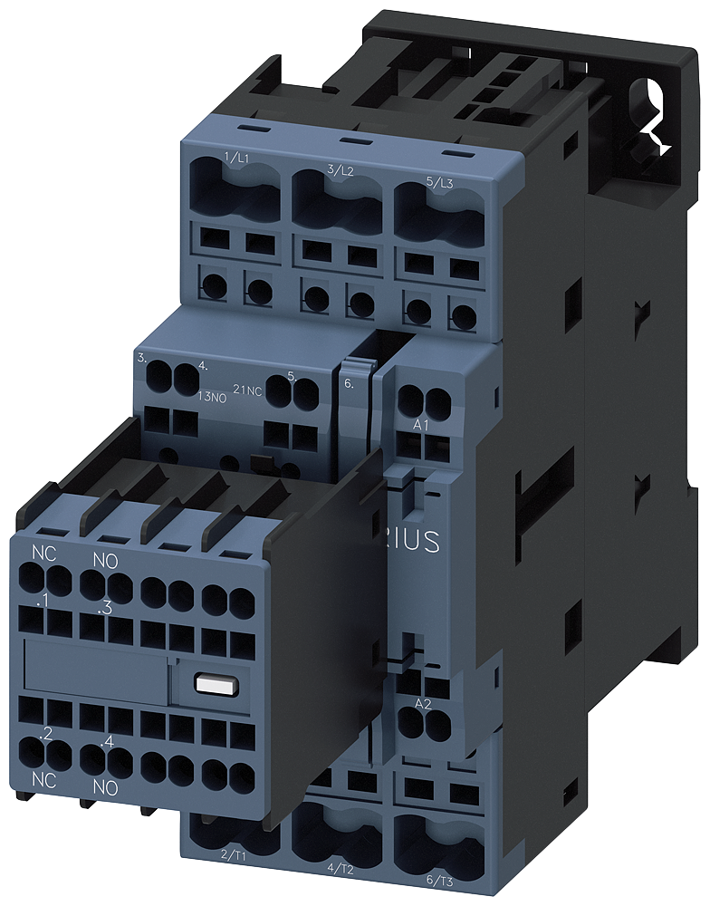 [Imagem do produto CONTATOR TRIPOLAR 25A 230VCA 2NA+2NF 50HZ 3RT20262AP04 SIEMENS]