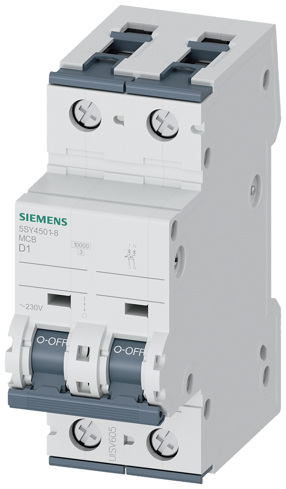 DISJUNTOR AUTOMÁTICO 230V 10KA DE 1+N POLOS D 1A P=70MM 5SY45018 SIEMENS