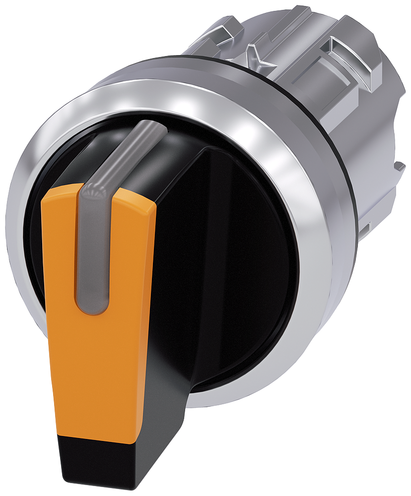 INTERRUPTOR COM MANÍPULO ILUMINÁVEL 22MM REDONDO METAL ALTO BRILHO ÂMBAR 3SU10522BL000AA0 SIEMENS