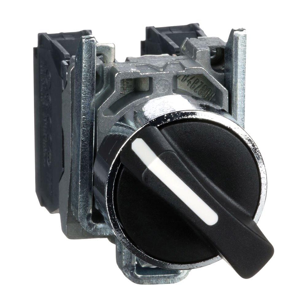 [Imagem COMUTADOR METÁLICO Ø22MM 2 POSIÇÕES FIXAS MANOPLA CURTA NA+NF XB4BD25 SCHNEIDER]