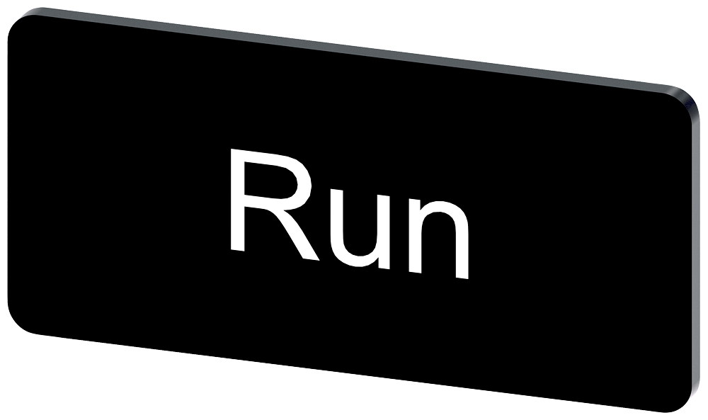 [Imagem do produto PLACA DE IDENTIFICAÇÃO 12,5X27MM, PLACA PRETO, INSCRIÇÃO: RUN 3SU19000AC160ED0 SIEMENS]