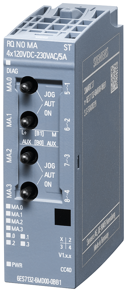 [Imagem do produto SIMATIC ET 200SP RQ 4X120 V DC ... 230 V AC/5 A NO MA ST 6ES71326MD000BB1 SIEMENS]