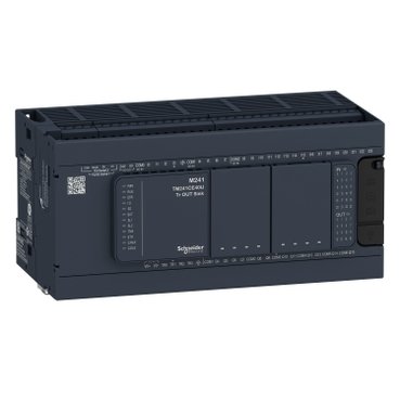 [Imagem CLP - CONTROLADOR LÓGICO PROGRAMÁVEL - 24 ENTRADAS / 16 SAÍDAS DIGITAIS - 12 SAÍDAS RELÉ + 4 SOURCE (PNP) - MODBUS TCP - 110/220 VAC TM241C40R SCHNEIDER]