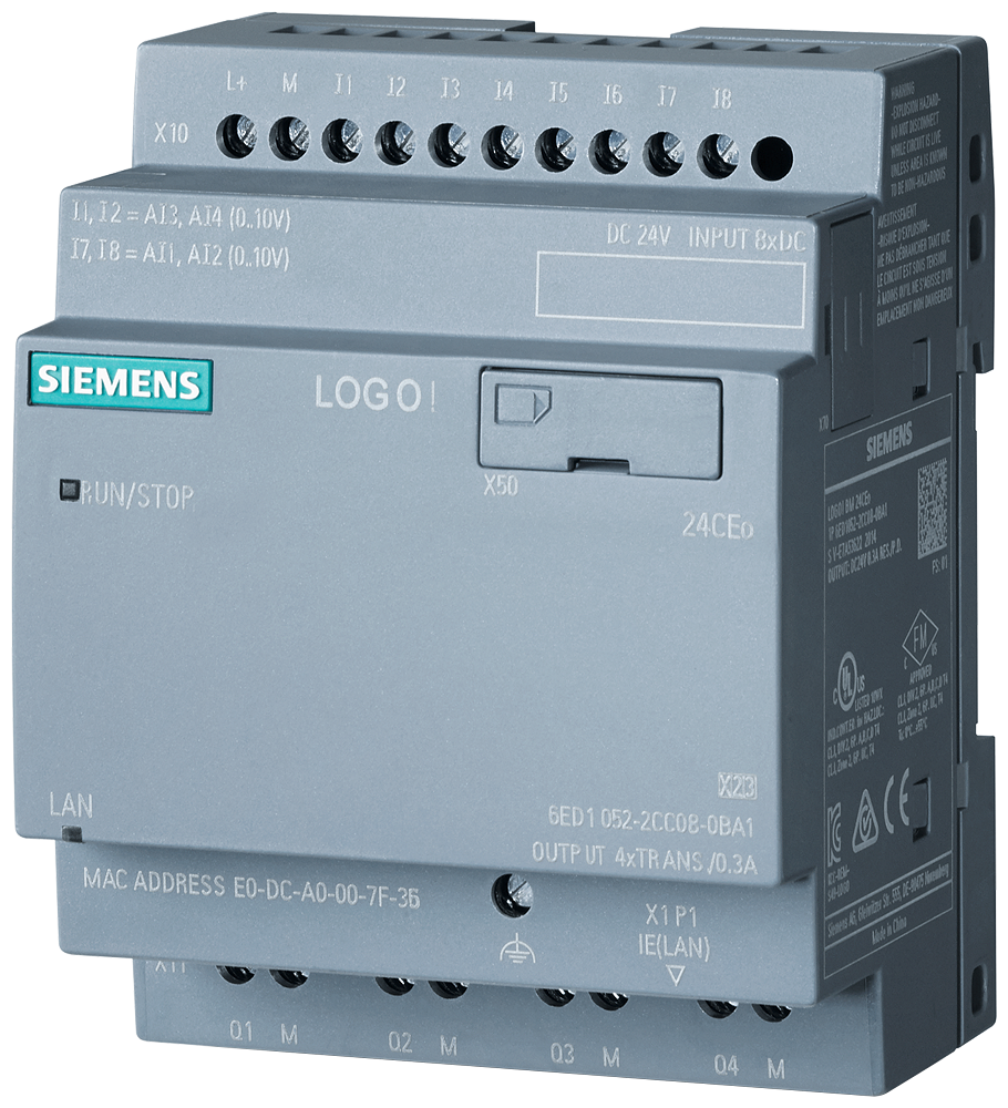 [Imagem do produto CONTROLADOR LOGO! 24CEO 8DI 4AI 4DO 6ED10522CC080BA2 SIEMENS]