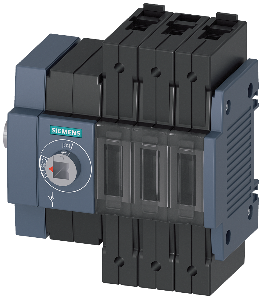 SECCIONADOR DE CORTE EM CARGA 16A TAM. 1 DE 3 POLOS ACIONAMENTO LATERAL ESQ 3KD16342ME100 SIEMENS