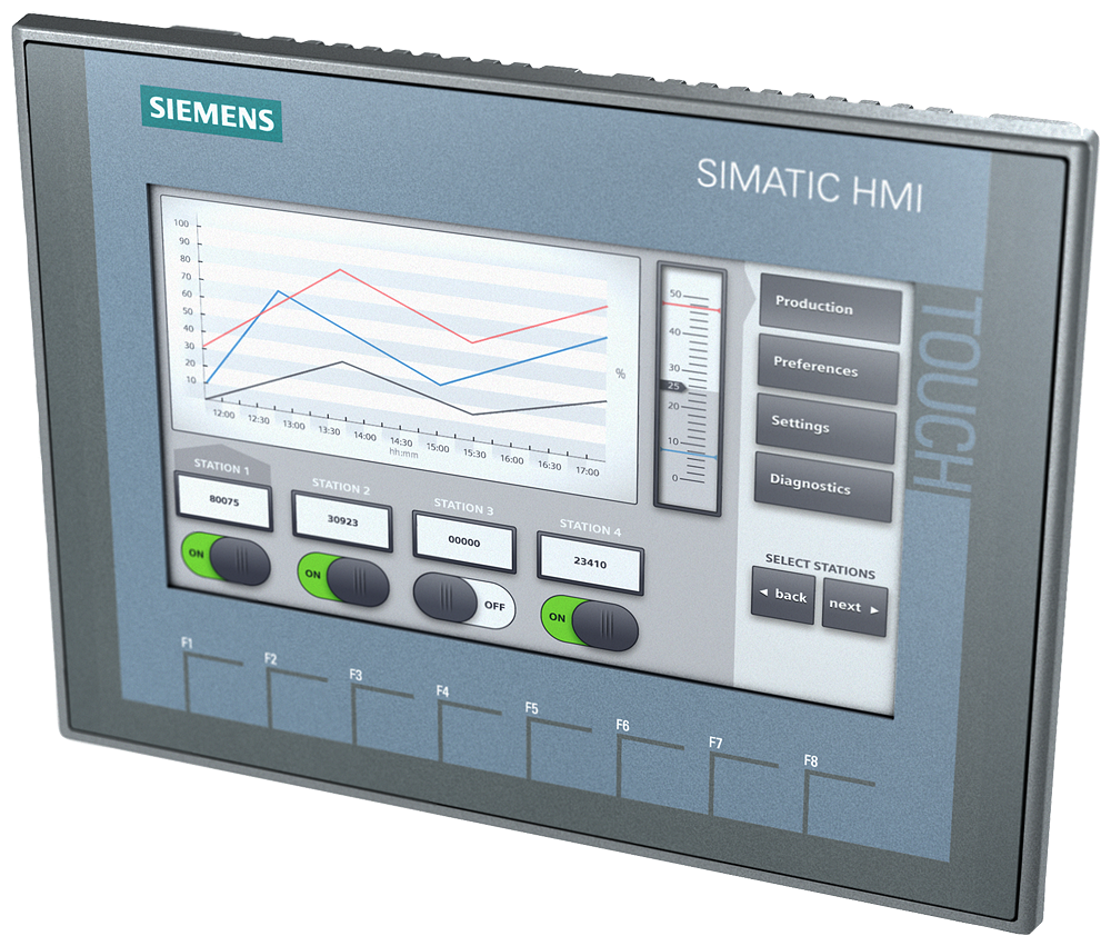 [Imagem PAINEL BÁSICO OPERAÇÃO POR TECLA/TOUCH DISPLAY TFT 7" KTP700 6AV21232GB030AX0 SIEMENS]