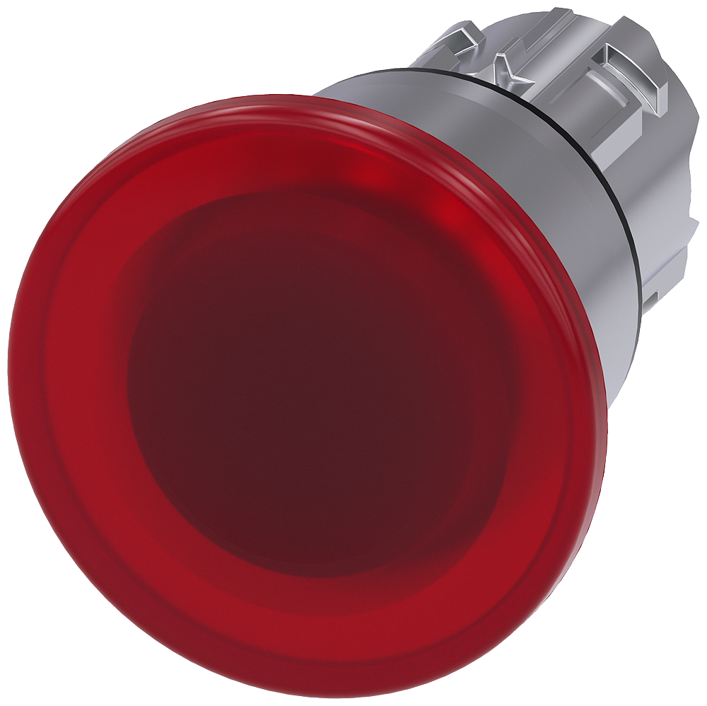 BOTÃO LUMINOSO EM FORMA DE COGUMELO 22 MM REDONDO METAL DE ALTO BRILHO V 3SU10511BA200AA0-ZY12 SIEMENS