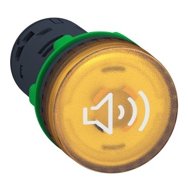 [Imagem SINALIZADOR SONORO Ø22MM PLÁSTICO 90DB 6 8KHZ AMARELO 24VCC/CA XB5KS2B8 SCHNEIDER]