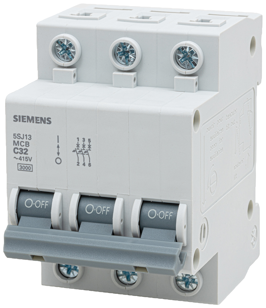 [Imagem DISJUNTOR MINI TRIPOLAR 32A 3KA 220/380VCA 5SJ13327MB SIEMENS]