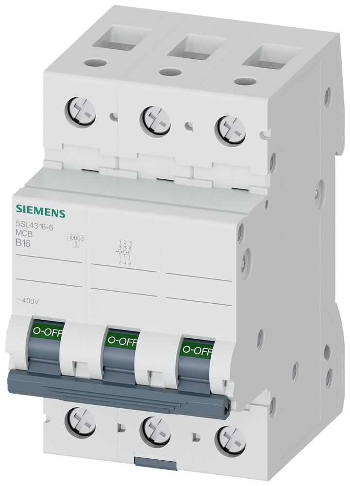 DISJUNTOR DE POTÊNCIA 400 V 10 KA 3 POLOS B 16A 5SL43166 SIEMENS