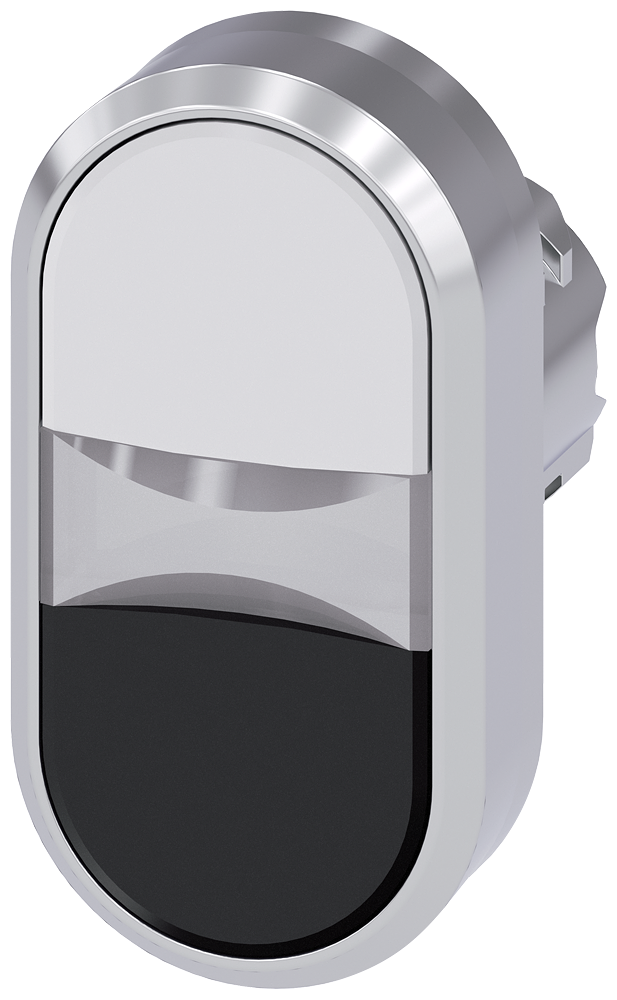 TECLA DUPLA ILUMINADA 22 MM REDONDO METAL DE ALTO BRILHO BRANCO PRETO 3SU10513AB610AA0-ZY12 SIEMENS