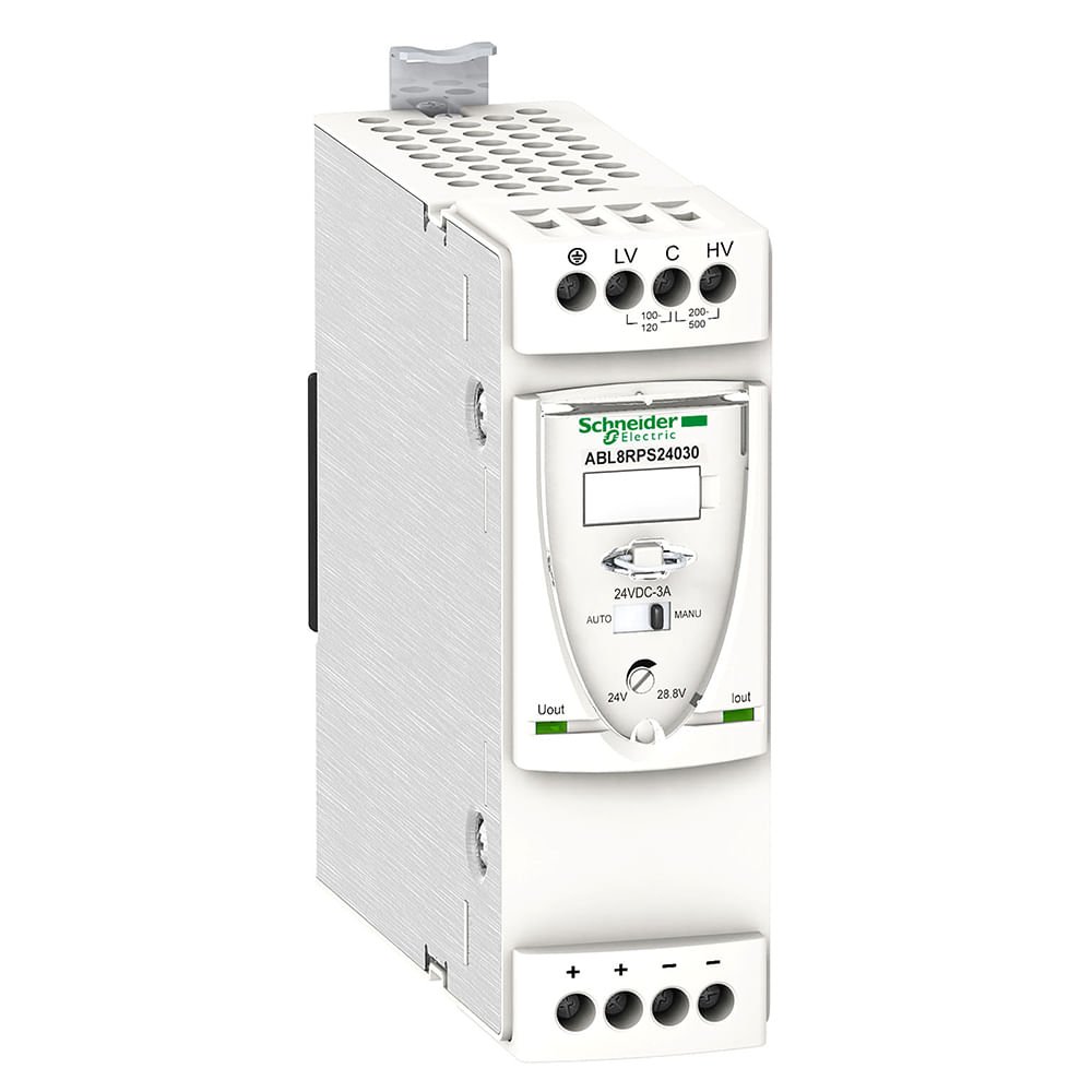 [Imagem FONTE DE ALIMENTAÇÃO CHAVEADA 72W E-100-500VCA S-24VCC 3A ABL8RPS24030 SCHNEIDER]