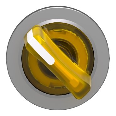 [Imagem CABEÇOTE PARA CHAVE SELETORA LUMINOSA FACEADA Ø30MM METÁLICO 2 POSIÇÕES RETORNO POR MOLA AMARELO ZB4FK1483 SCHNEIDER]