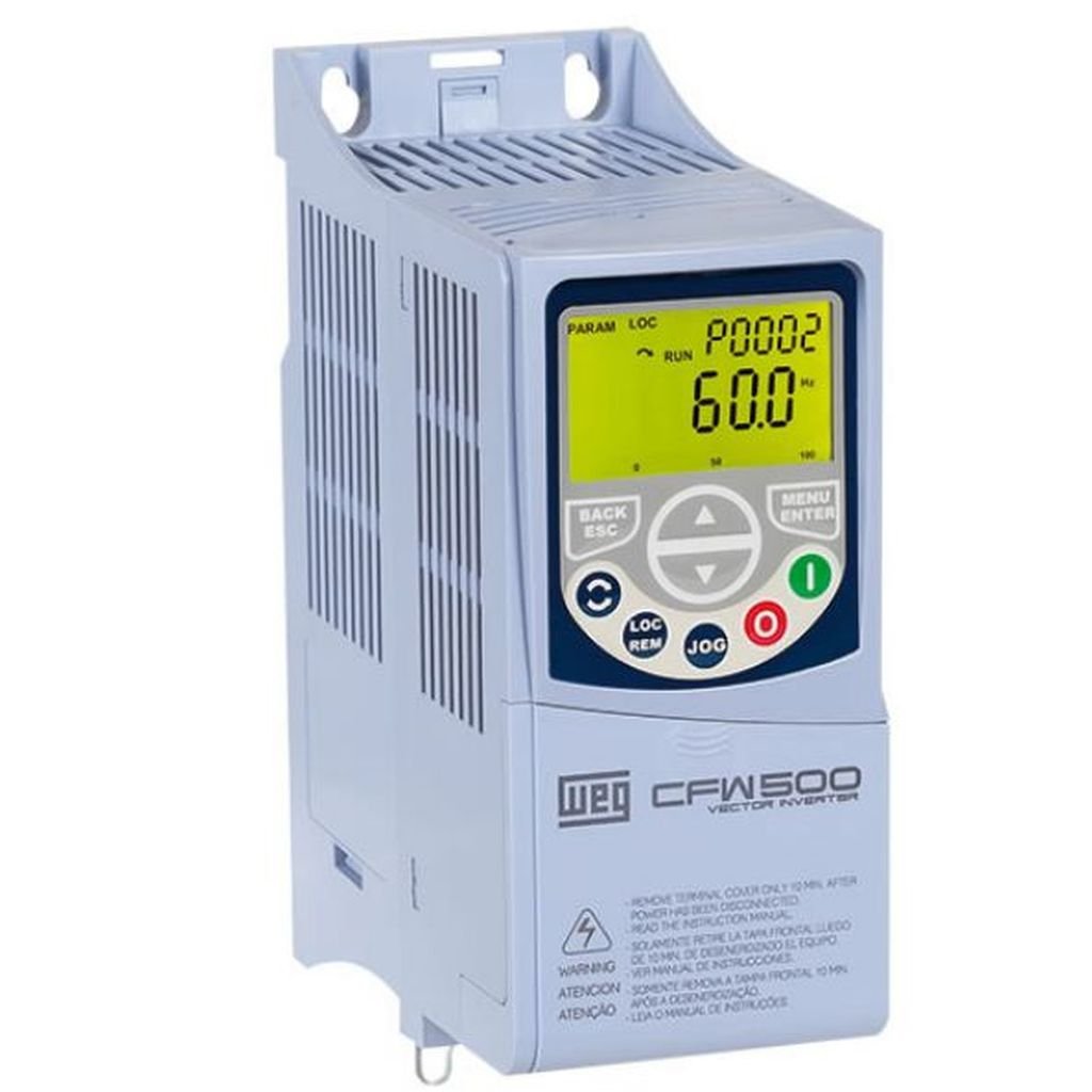 [Imagem INVERSOR DE FREQUÊNCIA TRIFÁSICO 0.8KW 4.3A 200/240V 50/60HZ 11575768 CFW500A04P3B2NB20 WEG]