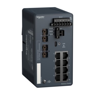 [Imagem MODICON MANAGED SWITCH 8 PORTS FOR COPPER + 2 PORTS FOR FIBER OPTIC MULTIMODE MCSESM103F2CU0 SCHNEIDER]