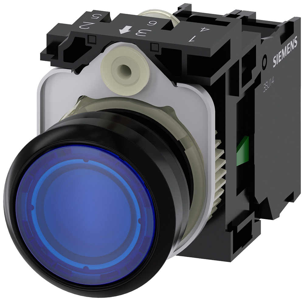 [Imagem BOTAO PLA ILU 24V MOM PARA 1NA AZ 3SU11020AB501BA0 SIEMENS]