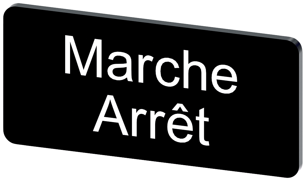 PLACA DE IDENTIFICAÇÃO 12,5X27MM PLACA PRETO INSCRIÇÃO: ARRET-MARCHE 3SU19000AC160GU0 SIEMENS