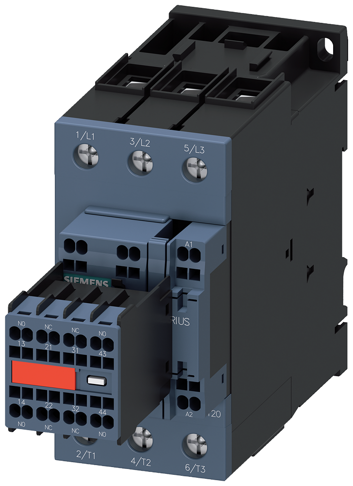 CONTATOR DE ACOPLAMENTO AC-3E 65A/30KW/400V 3 POLOS DC24V 2NA+2NF LIGA 3RT20373KB443MA0 SIEMENS