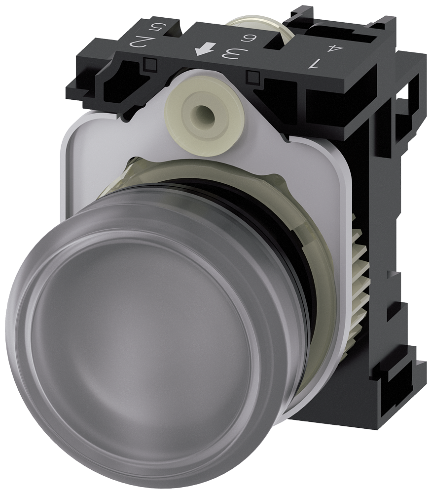 [Imagem SINALIZADOR LUMINOSO 22MM REDONDO PLÁSTICO TRANSPARENTE LENTE PLANO 3SU11066AA701AA0 SIEMENS]