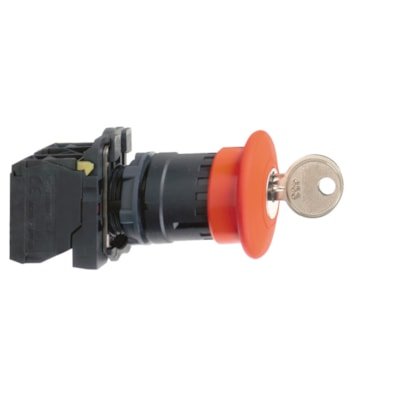 [Imagem BOTÃO 22MM PLÁSTICO  SOCO DESTRAVAR COM C XB5AS145 SCHNEIDER]