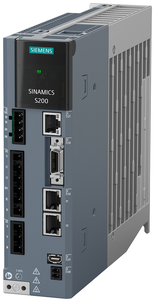 [Imagem do produto SINAMICS S200, COM TENSÃO DE ENTRADA PROFINET: 380-480 V 3AC; -15%/+10%; 1.3A; 5 6SL55101BE102AF0 SIEMENS]