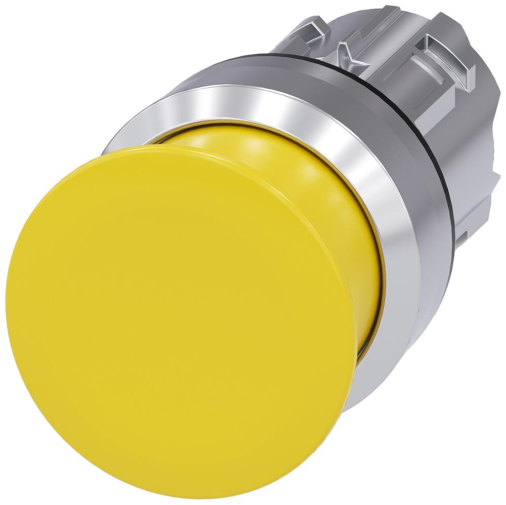 BOTÃO TIPO COGUMELO 22 MM REDONDO METAL DE ALTO BRILHO AMARELO 30 MM T 3SU10501AD300AA0-ZY19 SIEMENS