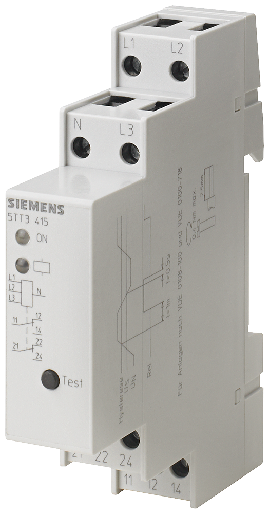 RELÉ DE TENSÃO CA 230/400 V 0,85 2 CONTATOS INVERSORES ATRASO DE RESPOSTA 0,5 S 5TT3415 SIEMENS