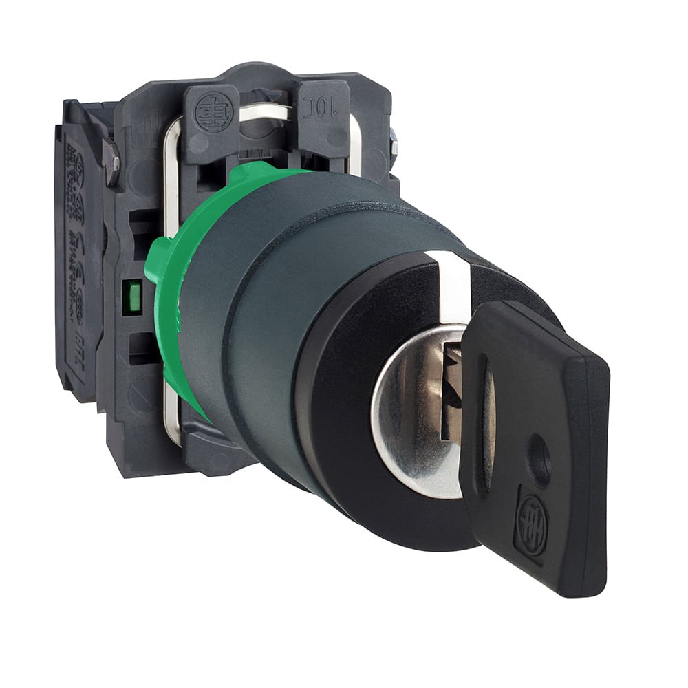 [Imagem COMUTADOR Ø22MM PLÁSTICO, 3 POSIÇÕES FIXAS, COM CHAVE, 2NA XB5AG03 SCHNEIDER]